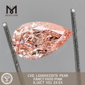 8.16Ct Fancy vívido rosa vs1 cvd pêra feita não minerado diamantes LG660433978 
