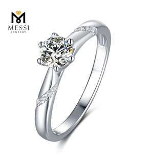 1 ct em anéis de moda banhados a ouro branco joias femininas 925 anel de prata esterlina