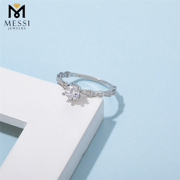 Wuzhou preço de fábrica anel de prata 1ct anel de diamante moissanite