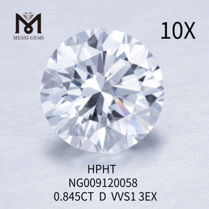 Diamante de laboratório solto redondo 0,845CT VVS1 3EX D