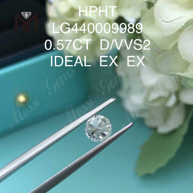 0,57 CT D/VVS2 Diamante Redondo Cultivado em Laboratório IDEAL HPHT Diamante Atacado
