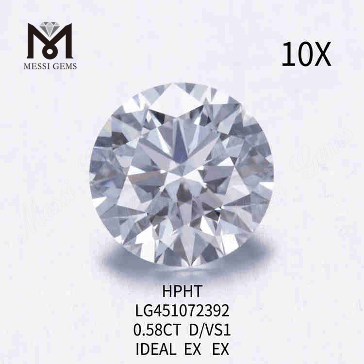 0,58CT D/VS1 diamantes fabricados em laboratório IDEAL EX EX 