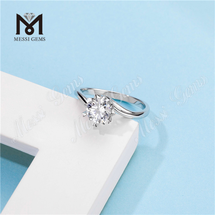 Messi Gems classic 1 quilate moissanite diamante 925 prata esterlina anéis femininos