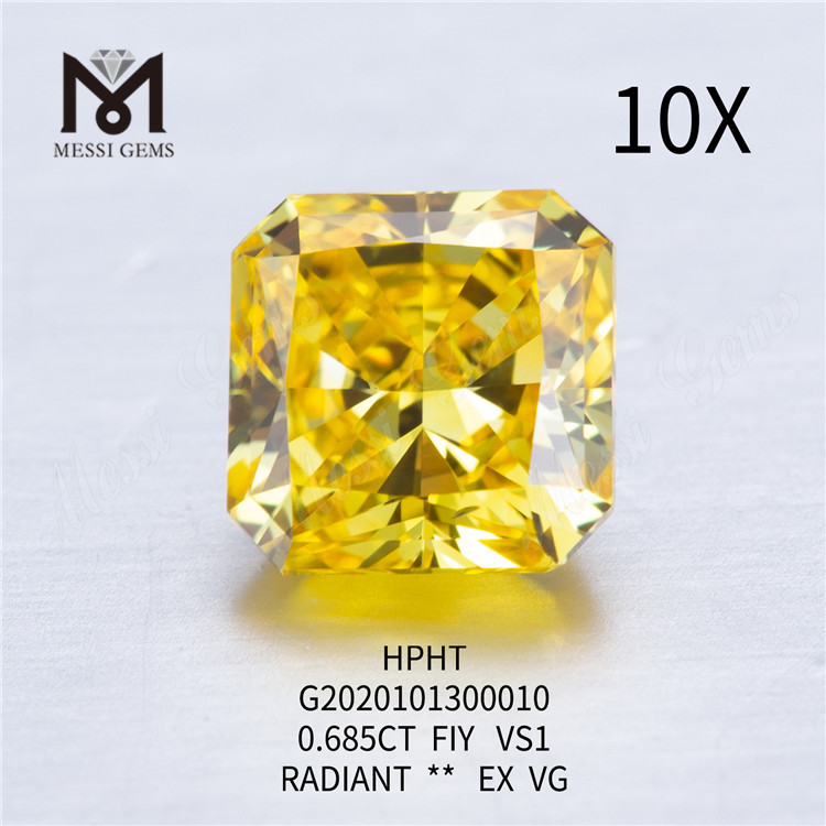 0,685 ct FVY diamante cultivado em laboratório com corte radiante VG
