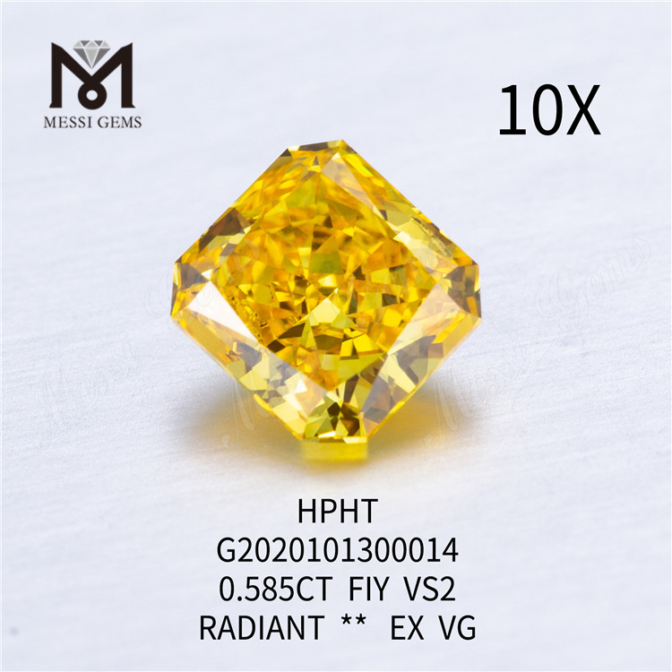 0,585ct FIY VS2 EX VG laboratório criado diamante radiante