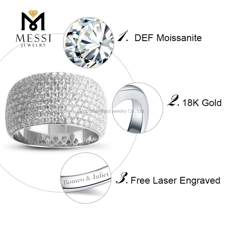 1.86ct 18k ouro branco moissanite fashon anéis de ouro para mulheres