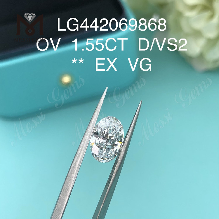 1,55 quilates OVAL BRILLIANT D diamante cultivado em laboratório 1,5 quilates