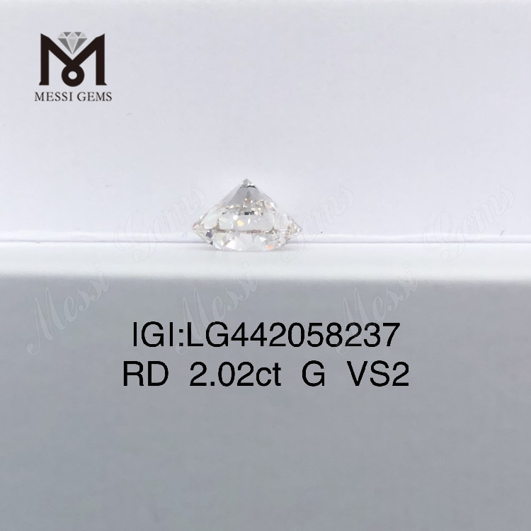 2,02 ct G VS2 Diamantes cultivados em laboratório Diamantes sintéticos soltos lapidados redondos IGI