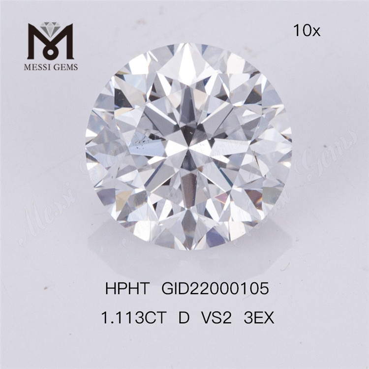 1.11ct D VS2 ID 3EX Diamante cultivado em laboratório HPHT Corte redondo de preço de fábrica 