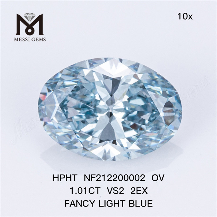 NF212200002 OV 1.01CT VS2 2EX FANCY LIGHT BLUE HPHT diamante de laboratório