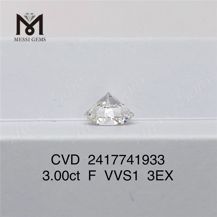 Diamante de laboratório 3CT F 3EX diamante cultivado em laboratório cvd em forma redonda à venda