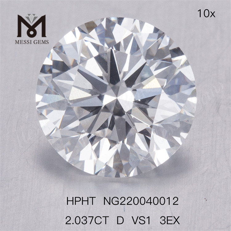 HPHT 2.037CT D VS1 3EX RD laboratório forma pedra diamantes