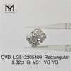 3.32CT G VS cvd diamante cultivado em laboratório RETANGULAR certificado IGI diamante de laboratório