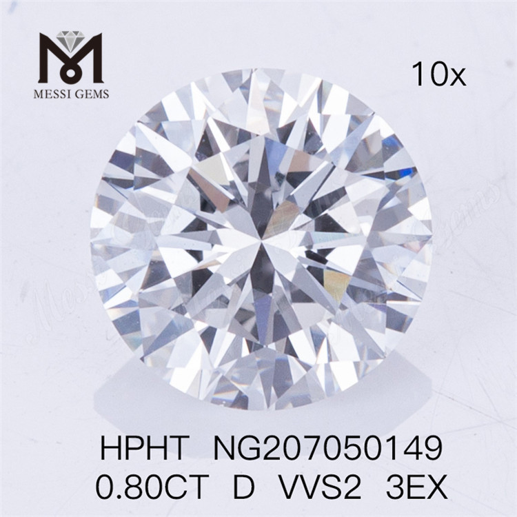 Diamante Sintético D VVS2 3EX 0,80 CT HPHT Diamante Lab 