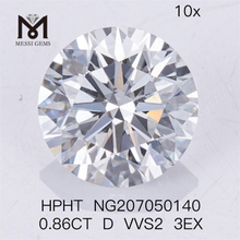 0,86 CT Solto HPHT Diamante D VVS2 3EX Lab Diamantes 
