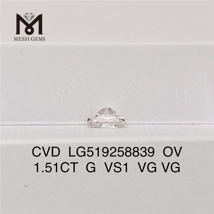 1,51 ct G VS1 OVAL VG VG CVD diamante cultivado em laboratório