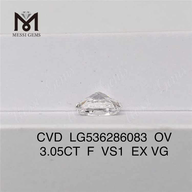 Diamante de laboratório solto barato de 3,05 ct cor F VS OVAL diamantes soltos feitos pelo homem