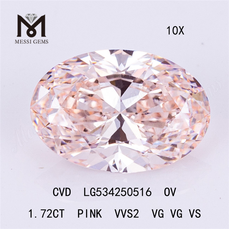 Diamante cvd rosa vvs de 1,72 ct forma oval diamante de laboratório preço barato