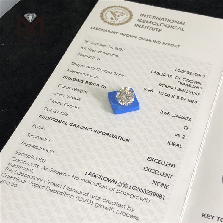 3.65CT G VS2 ID EX EX fabricante de diamantes de laboratório de alta qualidade