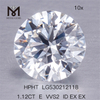 1,12 ct E VVS2 ID EX EX Diamante Sintético Redondo EX Pedra Preciosa Solta