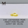 3,07 quilates PERA FANTÁSTICO VÍVIDO AMARELO VS1 VG VG 3 quilates diamante criado em laboratório CVD LG574344523
