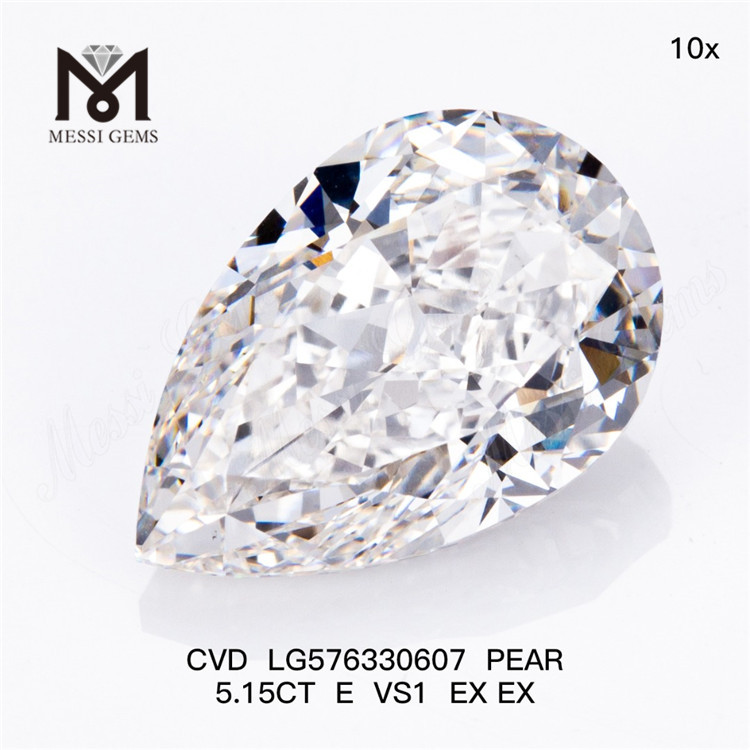 5.15CT E VS1 EX EX diamantes PEAR personalizados cultivados em laboratório CVD LG576330607