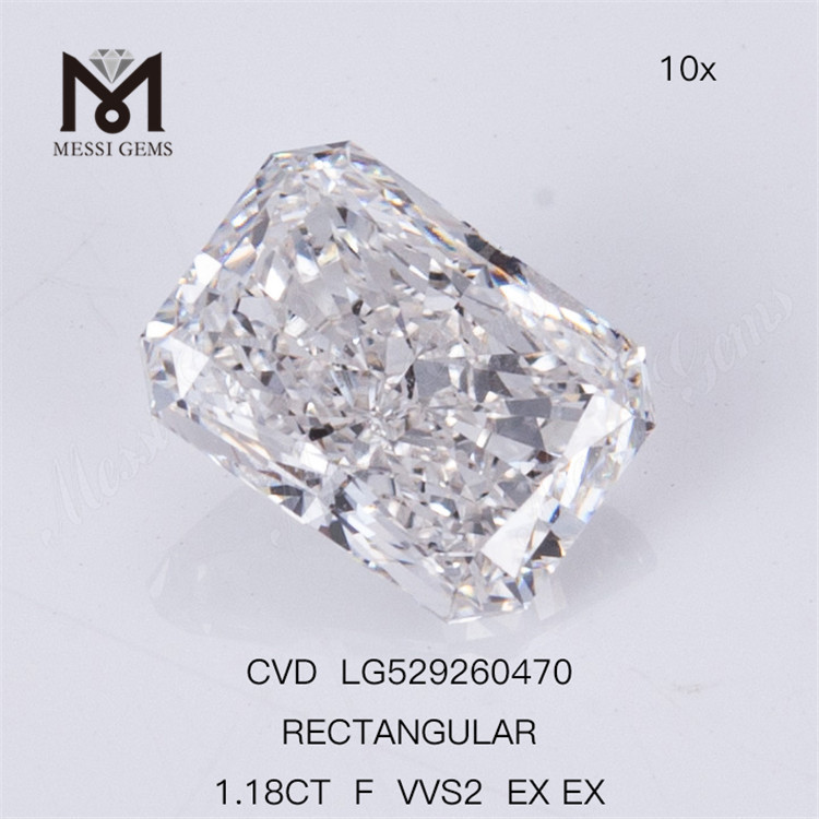 1.18CT RETANGULAR F VVS2 EX EX CVD Lab Diamonds Certificado IGI