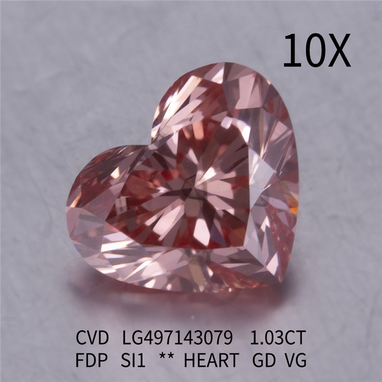 1.03CT FANTÁSTICO ROSA DEEP SI1 CORAÇÃO GD VG diamante de laboratório CVD LG497143079