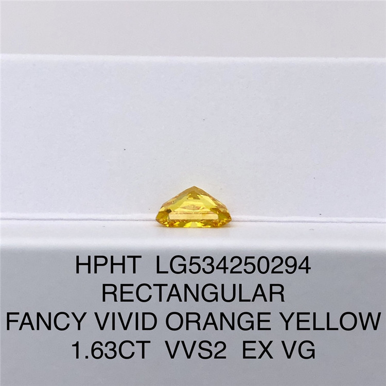 1,63 ct Diamante Lab Amarelo Fancy VVS2 RETANGULAR EX Solto Diamantes Sintéticos