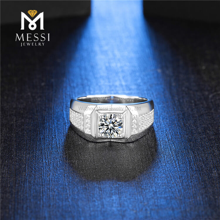 Novo design preço de atacado prata esterlina 925 joias moissanita anéis masculinos para casamento