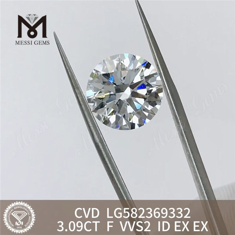 3.09CT F VVS2 ID EX EX LG582369332 diamantes cvd para venda丨Messigems