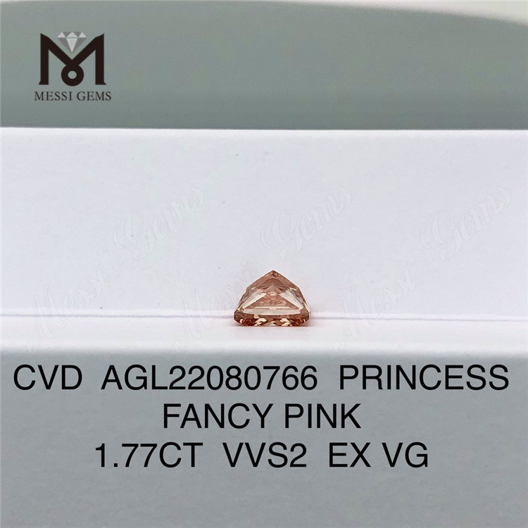 Diamantes de laboratório por atacado de 1,77 quilates rosa VVS2 EX VG CVD PRINCESS FANCY PINK AGL22080766
