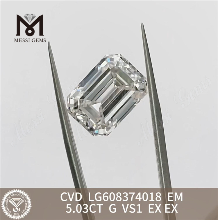 Diamantes sintéticos com corte esmeralda 5.03CT G VS1 online Brilham com confiança丨Messigems CVD LG608374018