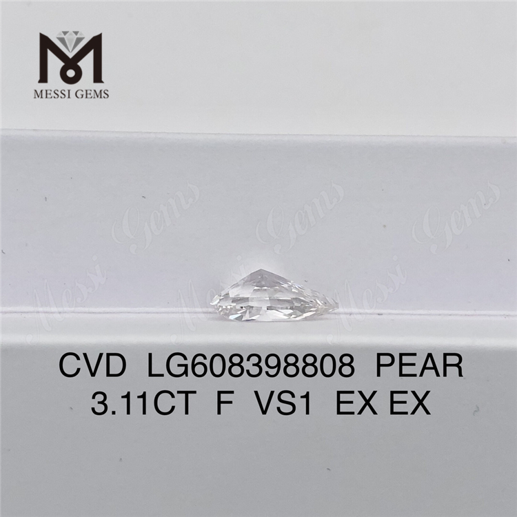 3.11CT F VS1 PEAR Cvd Loose Diamond Elegância sustentável para designers丨Messigems CVD LG608398808