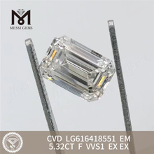 Diamantes simulados 5.32CT F VVS1 EM CVD LG616418551丨Messigems