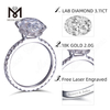 Anéis de noivado ovais de 3,11 quilates ouro branco 18 quilates anel de diamante cultivado em laboratório de 2 g