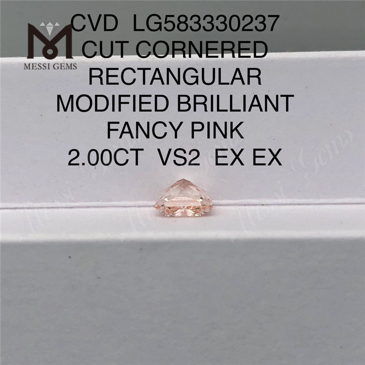 2.00CT VS2 EX EX CUT RETANGULAR FANCY PINK Lab Grown Pink Diamond CVD LG583330237