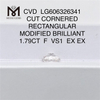 1.79CT F VS RETANGULAR IGI Diamantes classificados CVD LG606326341 Perfeição impecável丨Messigems 