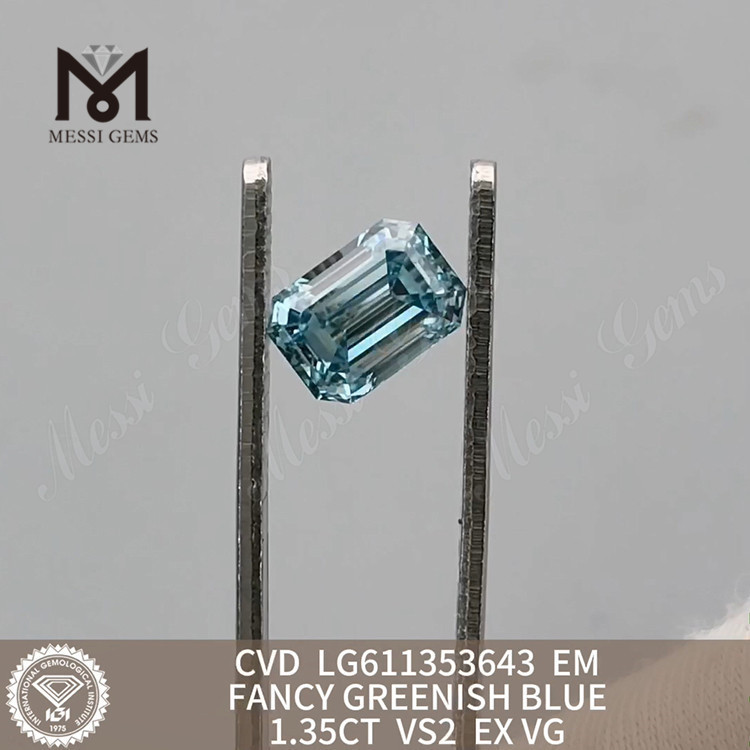 1.35CT EM VS2 FANCY GREENISH BLUE diamantes cultivados em laboratório com certificação igi丨Messigems LG611353643 