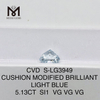 5.13CT SI1 CUSHION LIGHT BLUE diamantes de laboratório certificados IGI Certified Sustainable Sparkle丨Messigems CVD S-LG3949
