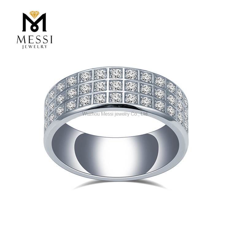 US9 # 14K Anel de ouro branco Anéis de noivado personalizados para ele