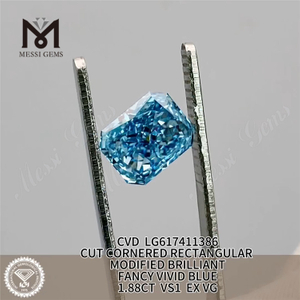 1.88CT VS1 EX VG CVD RETANGULAR FANCY VIVID BLUE diamantes de fábrica LG617411386丨Messigems