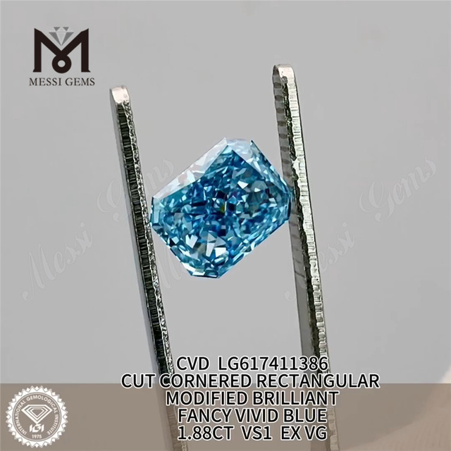 1.88CT VS1 EX VG CVD RETANGULAR FANCY VIVID BLUE diamantes de fábrica LG617411386丨Messigems