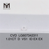 1.01CT D VS1 CVD diamante de luxo cultivado em laboratório丨Messigems LG607342311 