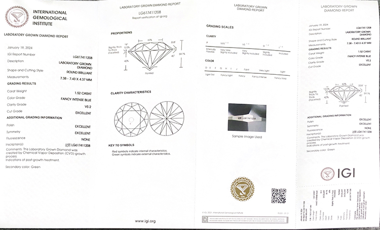 diamantes cultivados em laboratório certificados vs2