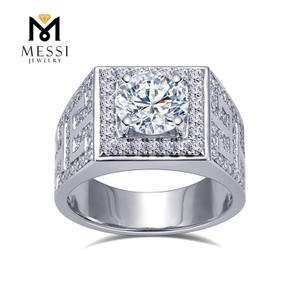 Anel de diamante de laboratório de casamento de noivado para homens em aliança de casamento masculina de 10k丨Messijewelry