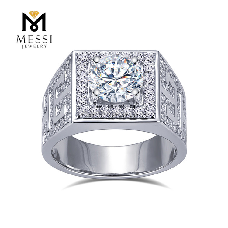 Anel de diamante de laboratório de casamento de noivado para homens em aliança de casamento masculina de 10k丨Messijewelry