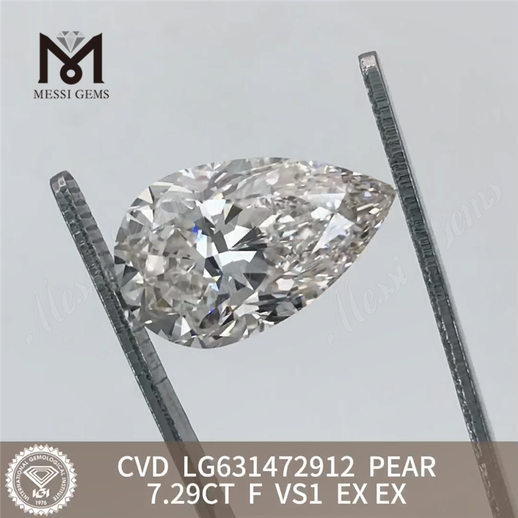 Diamante cultivado em laboratório 7.29CT F Pêra VS1 EX EX CVD LG631472912丨Messigems