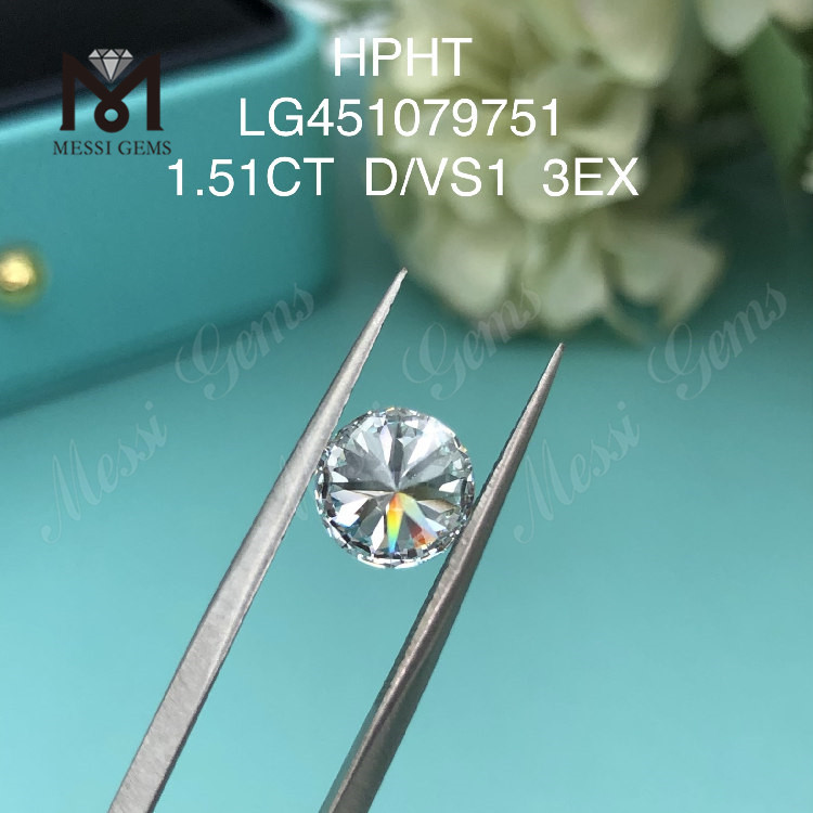 Diamantes de laboratório D redondos BRILLIANT VS1 de 1,51 quilates HPHT