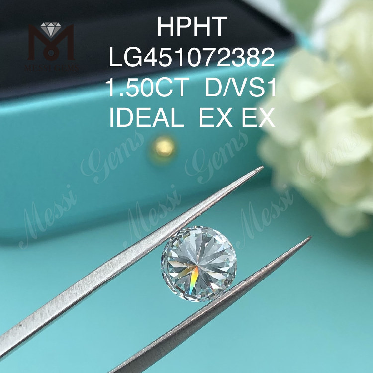 Diamante redondo D de 1,50 quilates cultivado em laboratório HPHT